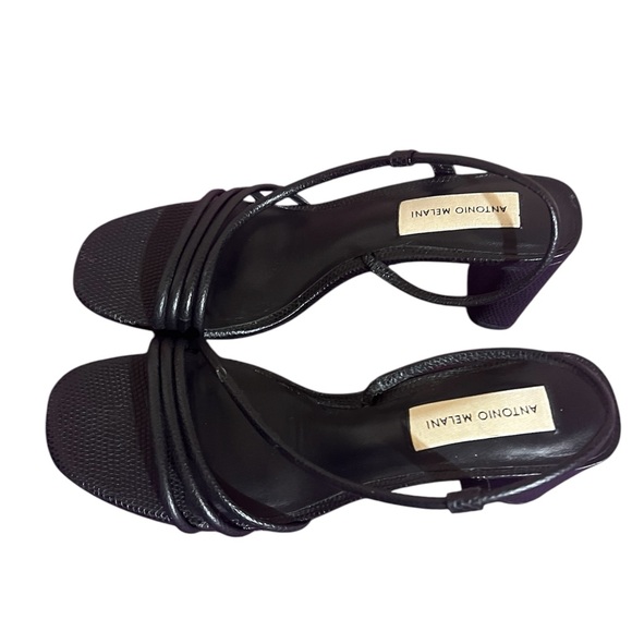 Vince Camuto black asymmetric vamp strap heels. Size 7.5. - Picture 2 of 3